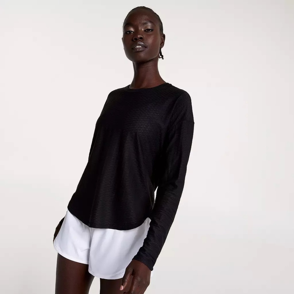 Calia Black Mesh Long Sleeve Workout Top